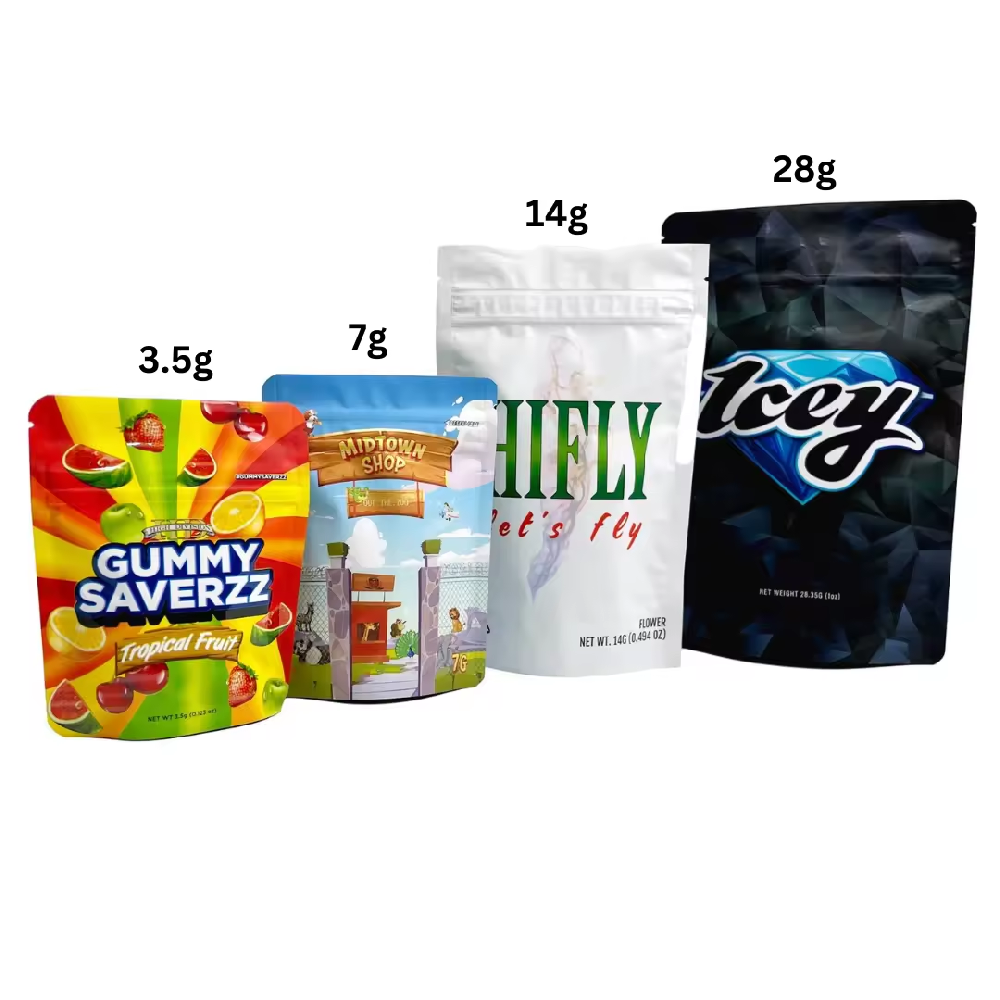 Food Grade Custom Printed Dry Flower Packing Bag Smell Proof Weed Mylar Bags